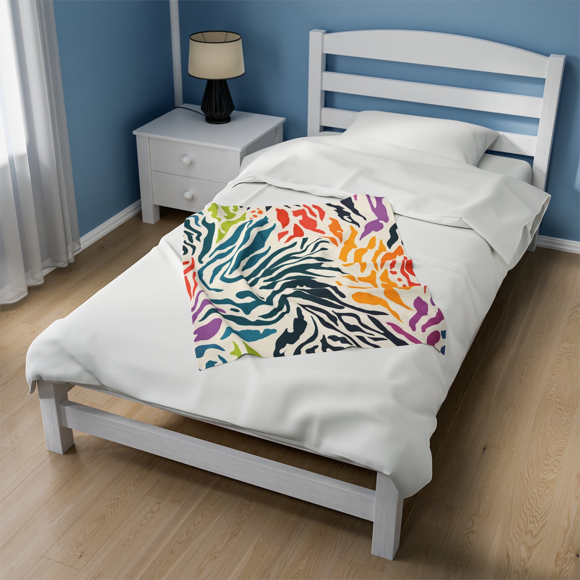 Colored Zebra Pattern | Velveteen Plush Blanket