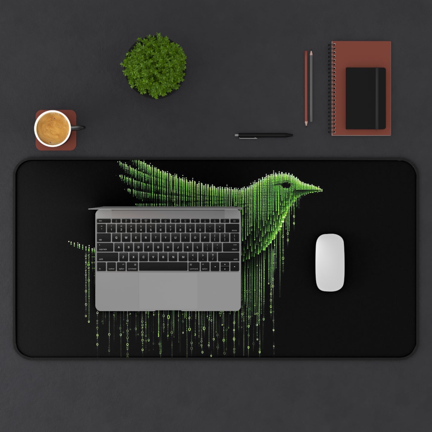 Digital Rain Bird | Desk Mat