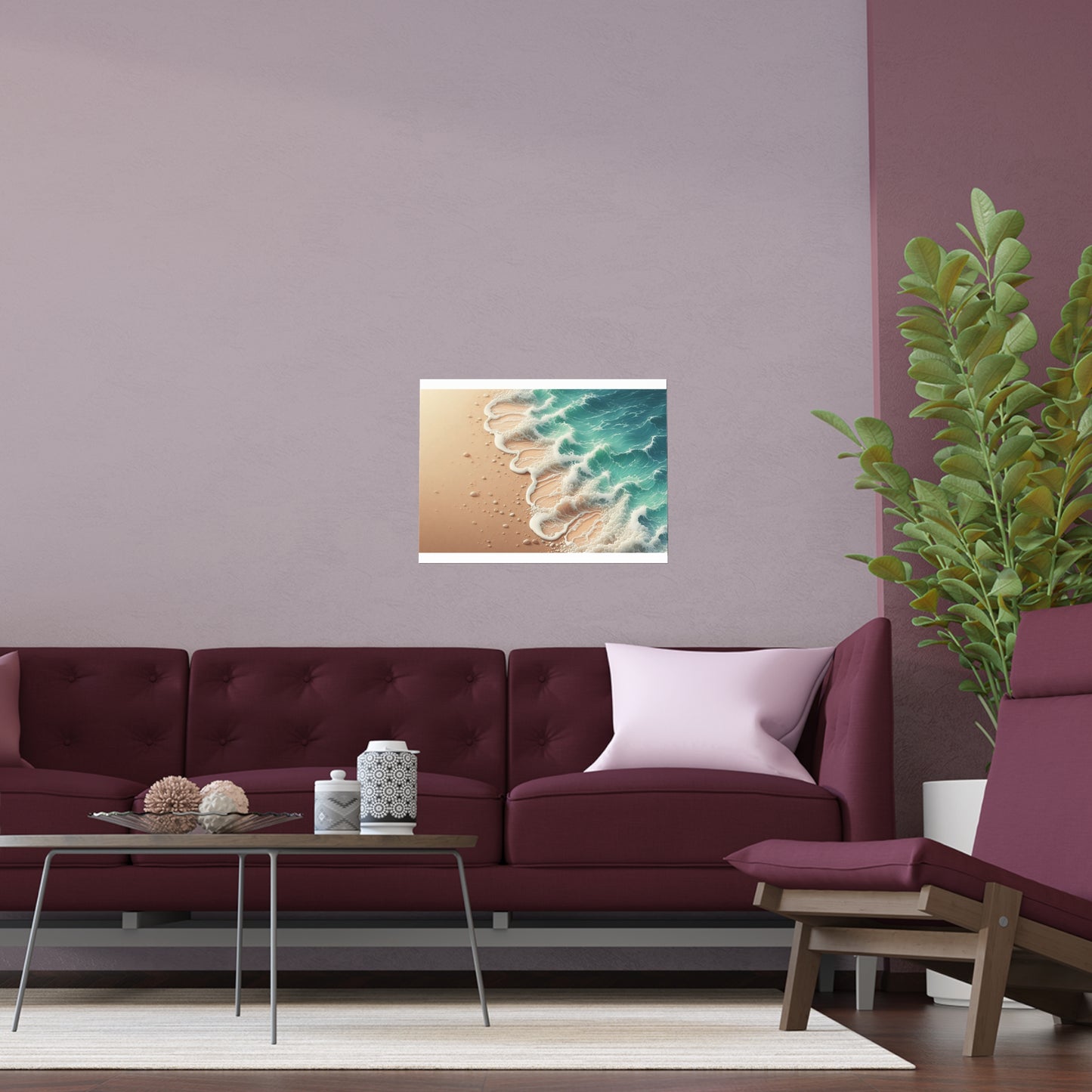 Wave Crashing a Sandy Beach | Indoor and Outdoor Silk Poster