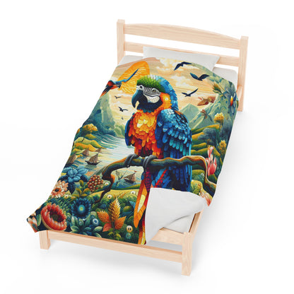 Polyfaceted Parrot | Kid's Velveteen Plush Blanket