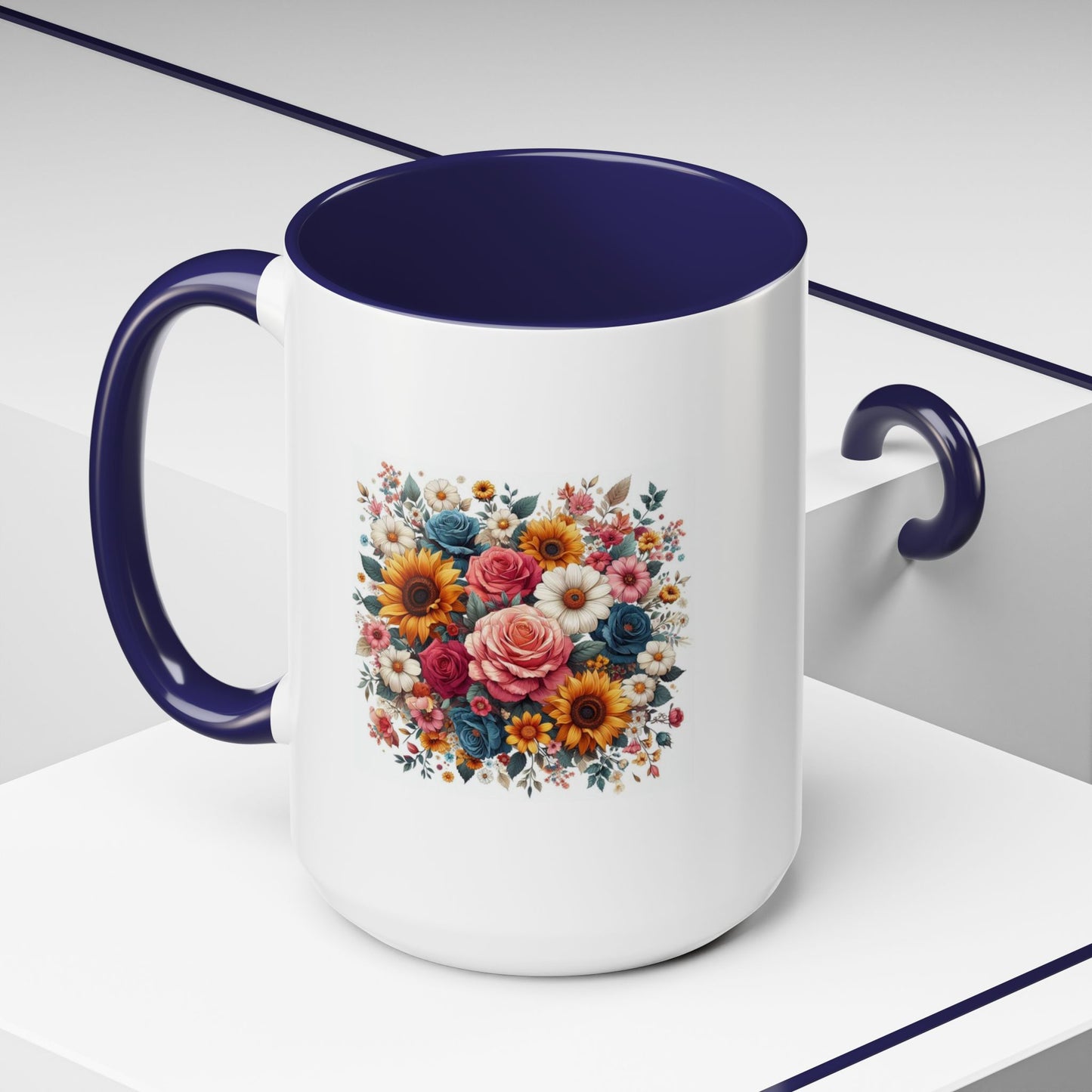 Fleurs multicolores | Tasse à café Accent (11, 15 oz)