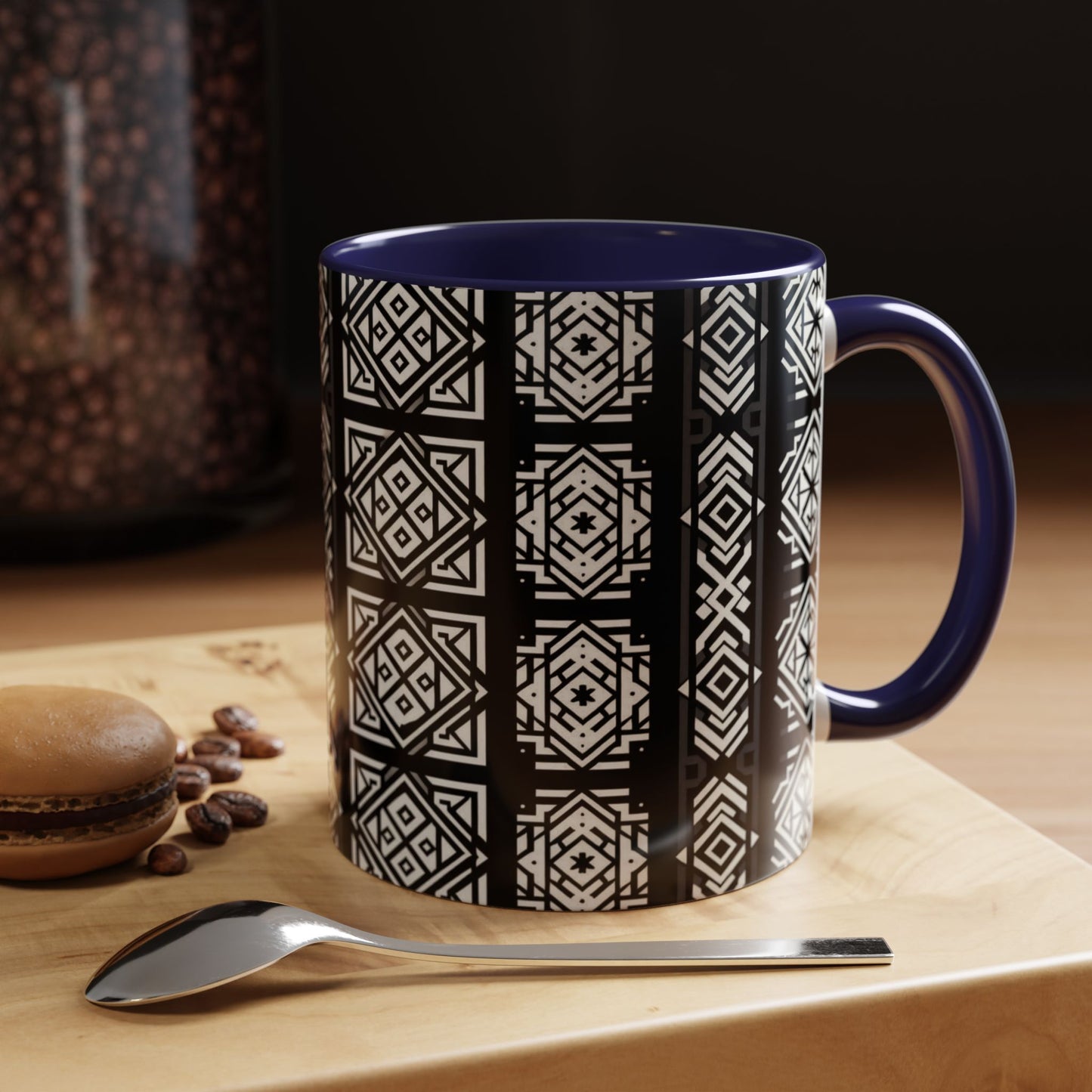 Black, White Geometric Pattern | Accent Coffee Mug (11oz)