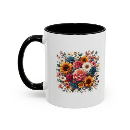 Fleurs multicolores | Tasse à café Accent (11, 15 oz)