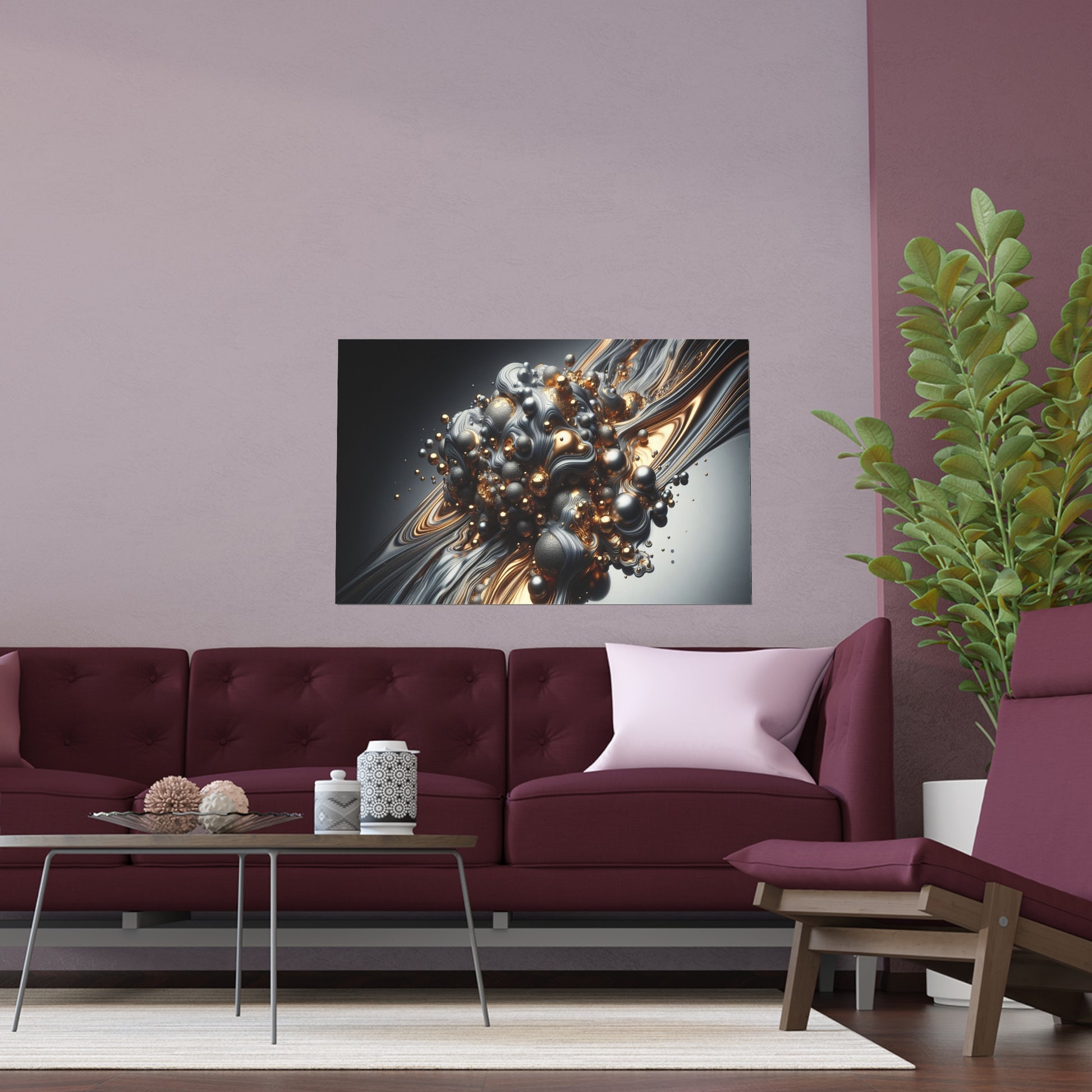 Gold, Silver Fusion | Duality of Life | Indoor and Outdoor Silk Poster