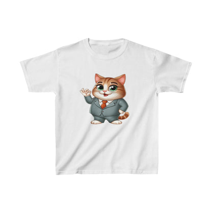 Camiseta de algodón pesado para niños Gato con esmoquin