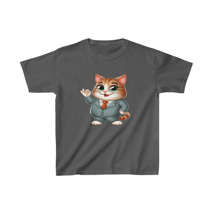 Camiseta de algodón pesado para niños Gato con esmoquin