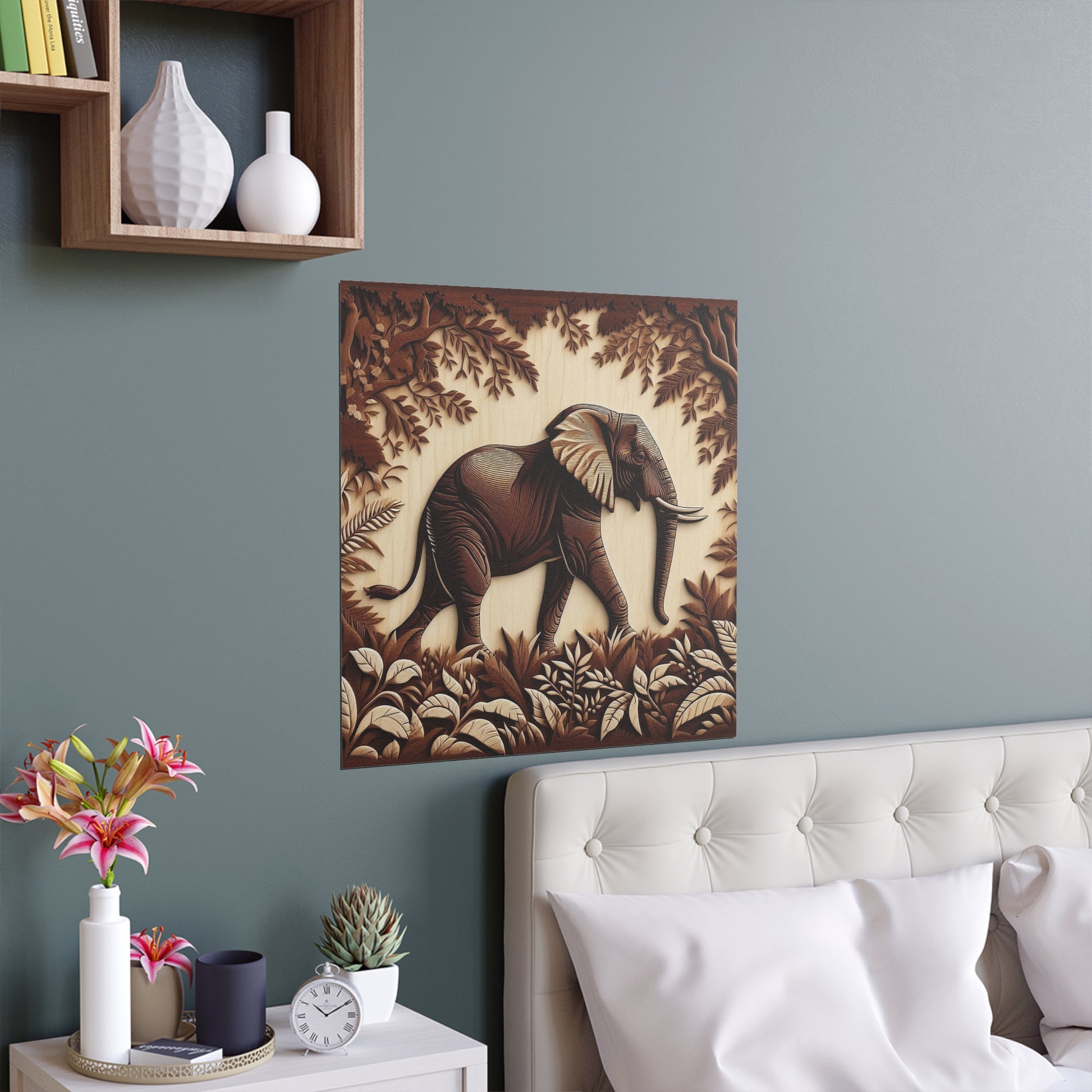 3D Effect Elephant in a Jungle | Indoor and Outdoor Silk Poster