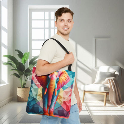 Multicolored Polyfaceted Elephant | Tote Bag