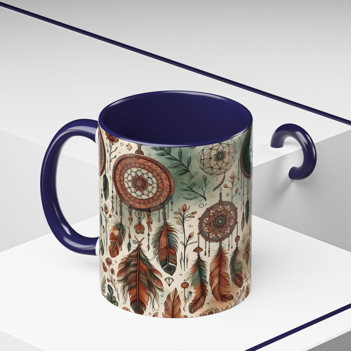 Dreamcatchers, Feathers, and Crescent Moon | Accent Coffee Mug (11oz)