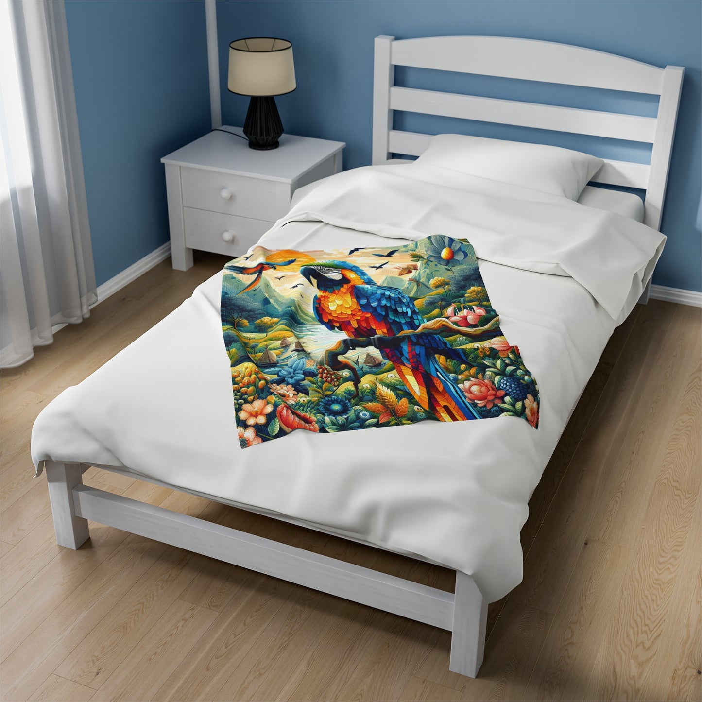 Polyfaceted Parrot | Kid's Velveteen Plush Blanket