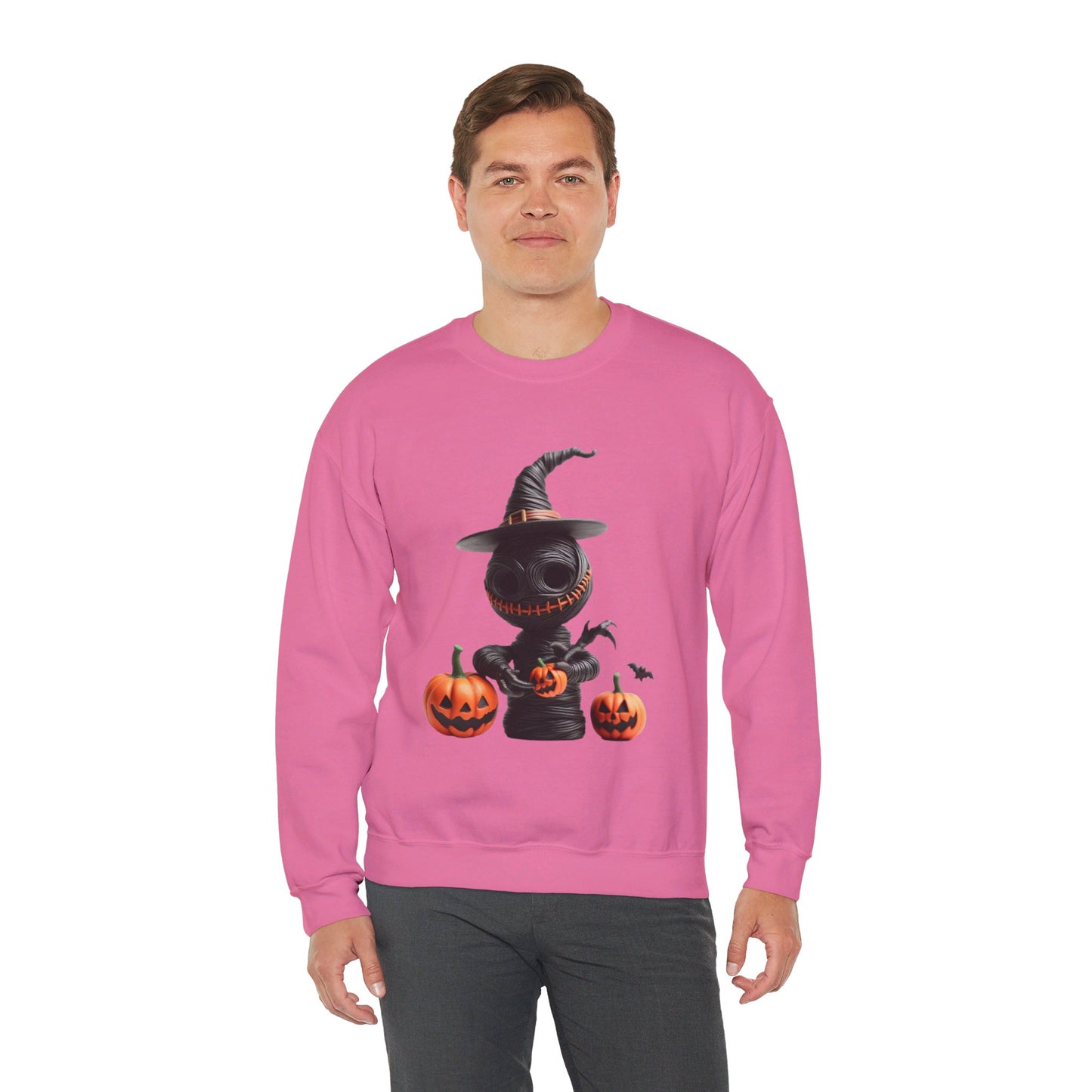 Sudadera unisex de cuello redondo de mezcla pesada Scary Witch Doll