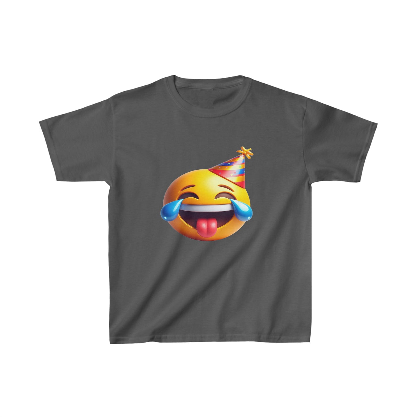 T-shirt en coton épais pour enfants avec emoji et casquette d'anniversaire