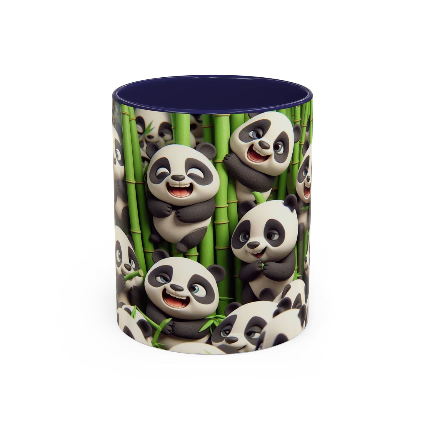 Pandas ludiques avec du bambou | Tasse à café Accent (11 oz)