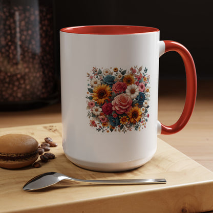 Fleurs multicolores | Tasse à café Accent (11, 15 oz)