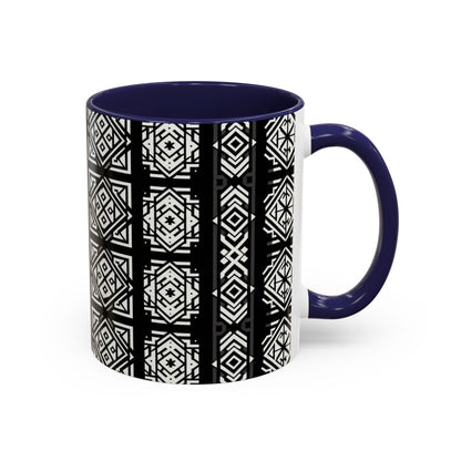 Black, White Geometric Pattern | Accent Coffee Mug (11oz)