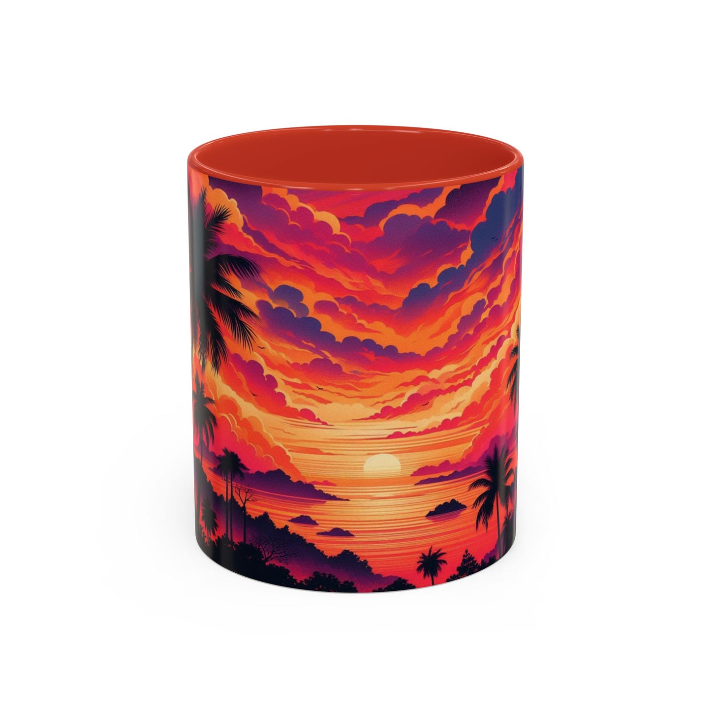 Coucher de soleil vu d'un tableau | Tasse à café Accent (11 oz)