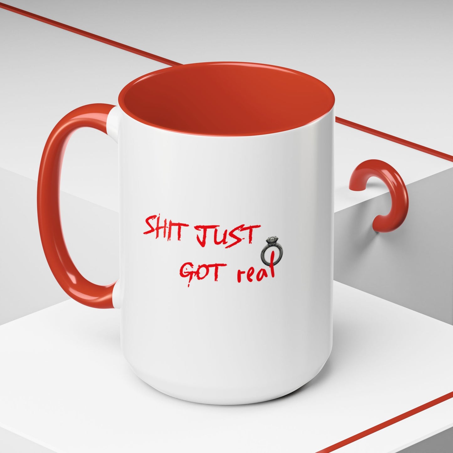 Shit Just Got Real Engagement Ring | Accent Coffee Mug (11, 15oz)