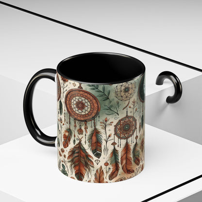 Dreamcatchers, Feathers, and Crescent Moon | Accent Coffee Mug (11oz)