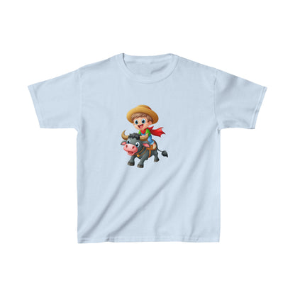 Boy ridding Buffalo | Kids Heavy Cotton™ Tee