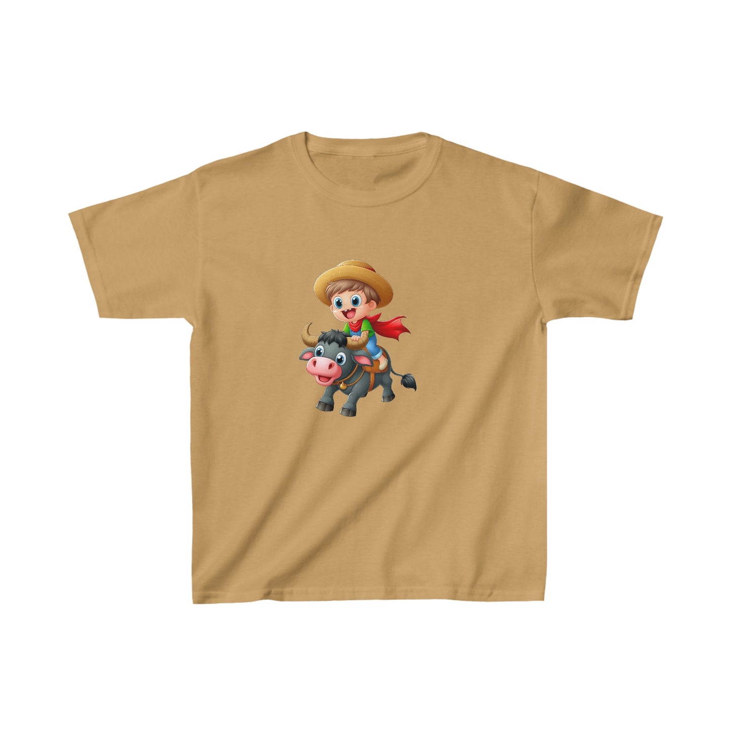 Boy ridding Buffalo | Kids Heavy Cotton™ Tee