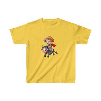 Boy ridding Buffalo | Kids Heavy Cotton™ Tee