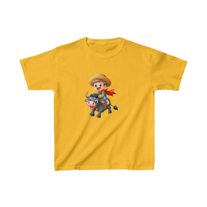 Boy ridding Buffalo | Kids Heavy Cotton™ Tee