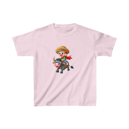 Boy ridding Buffalo | Kids Heavy Cotton™ Tee