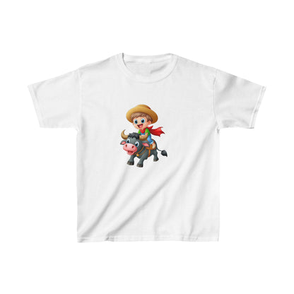 Boy ridding Buffalo | Kids Heavy Cotton™ Tee