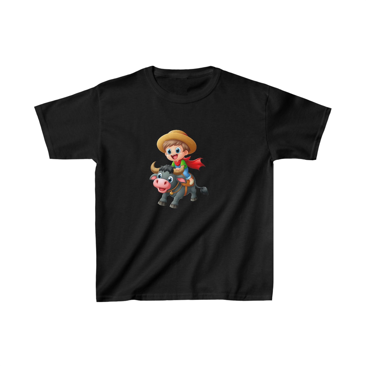 Boy ridding Buffalo | Kids Heavy Cotton™ Tee