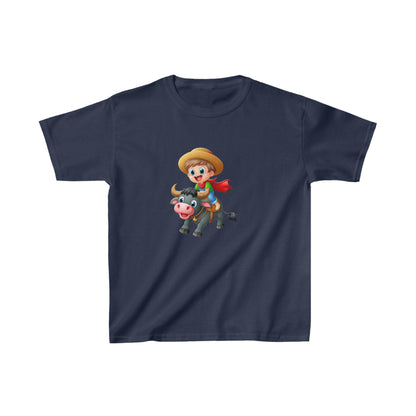 Boy ridding Buffalo | Kids Heavy Cotton™ Tee