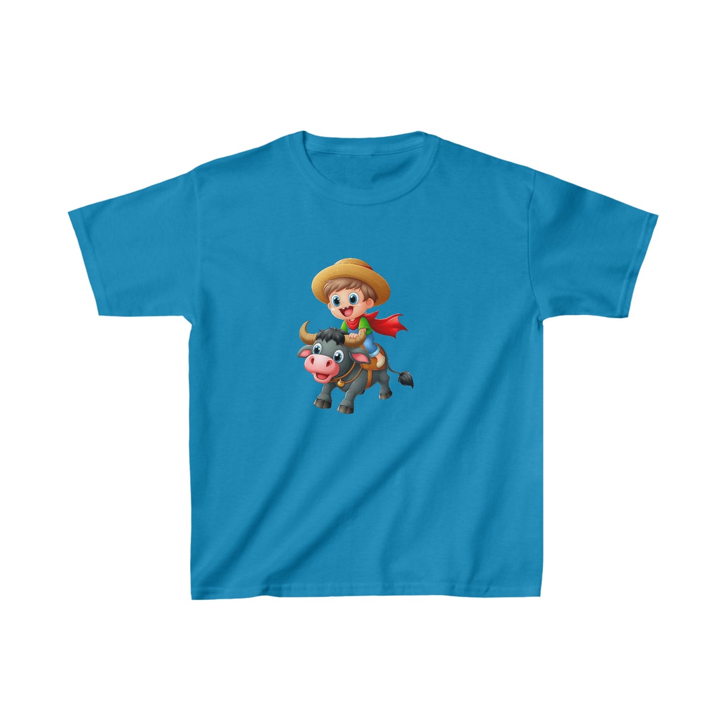 Boy ridding Buffalo | Kids Heavy Cotton™ Tee