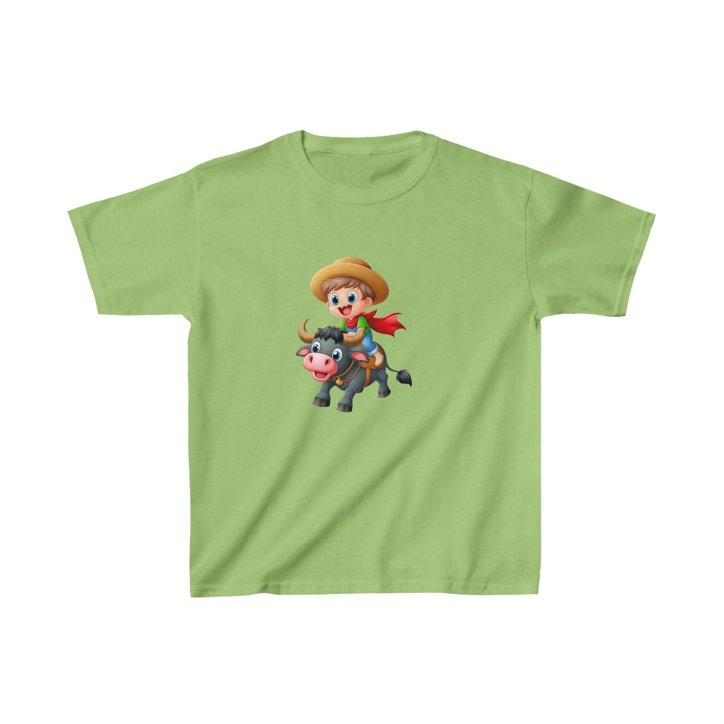 Boy ridding Buffalo | Kids Heavy Cotton™ Tee