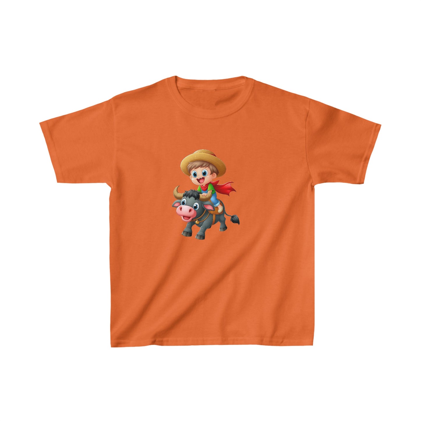 Boy ridding Buffalo | Kids Heavy Cotton™ Tee