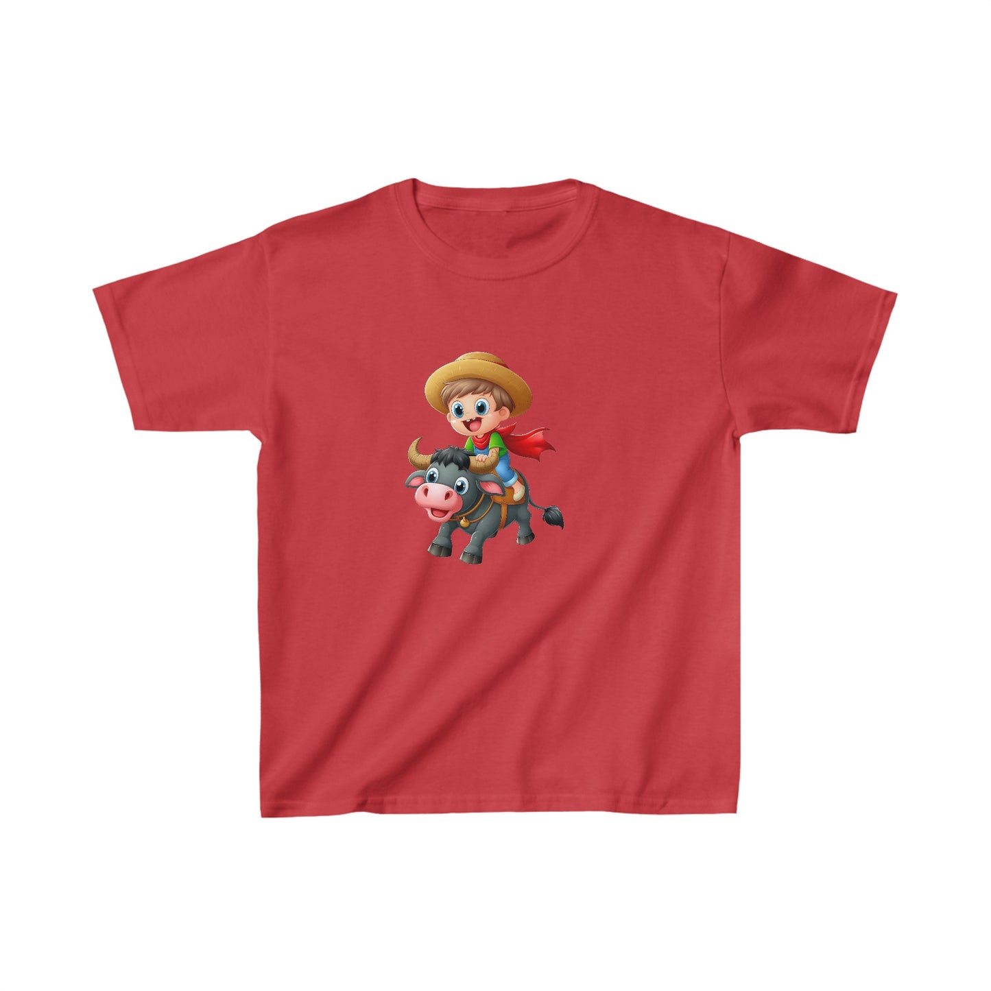 Boy ridding Buffalo | Kids Heavy Cotton™ Tee