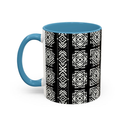 Black, White Geometric Pattern | Accent Coffee Mug (11oz)