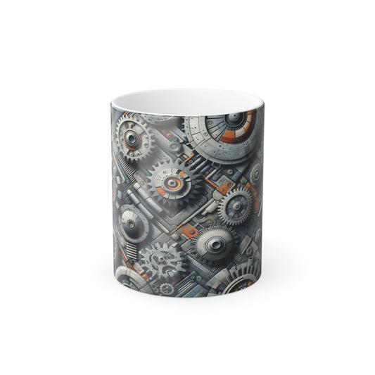 3D Gears, Cogs and Pipes | Color Morphing Mug, 11oz