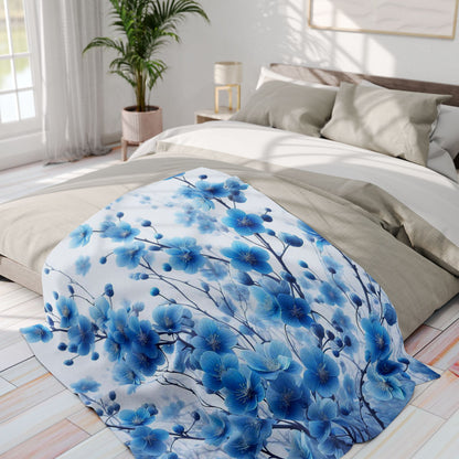 Blue Cherry Blossoms | Arctic Fleece Blanket