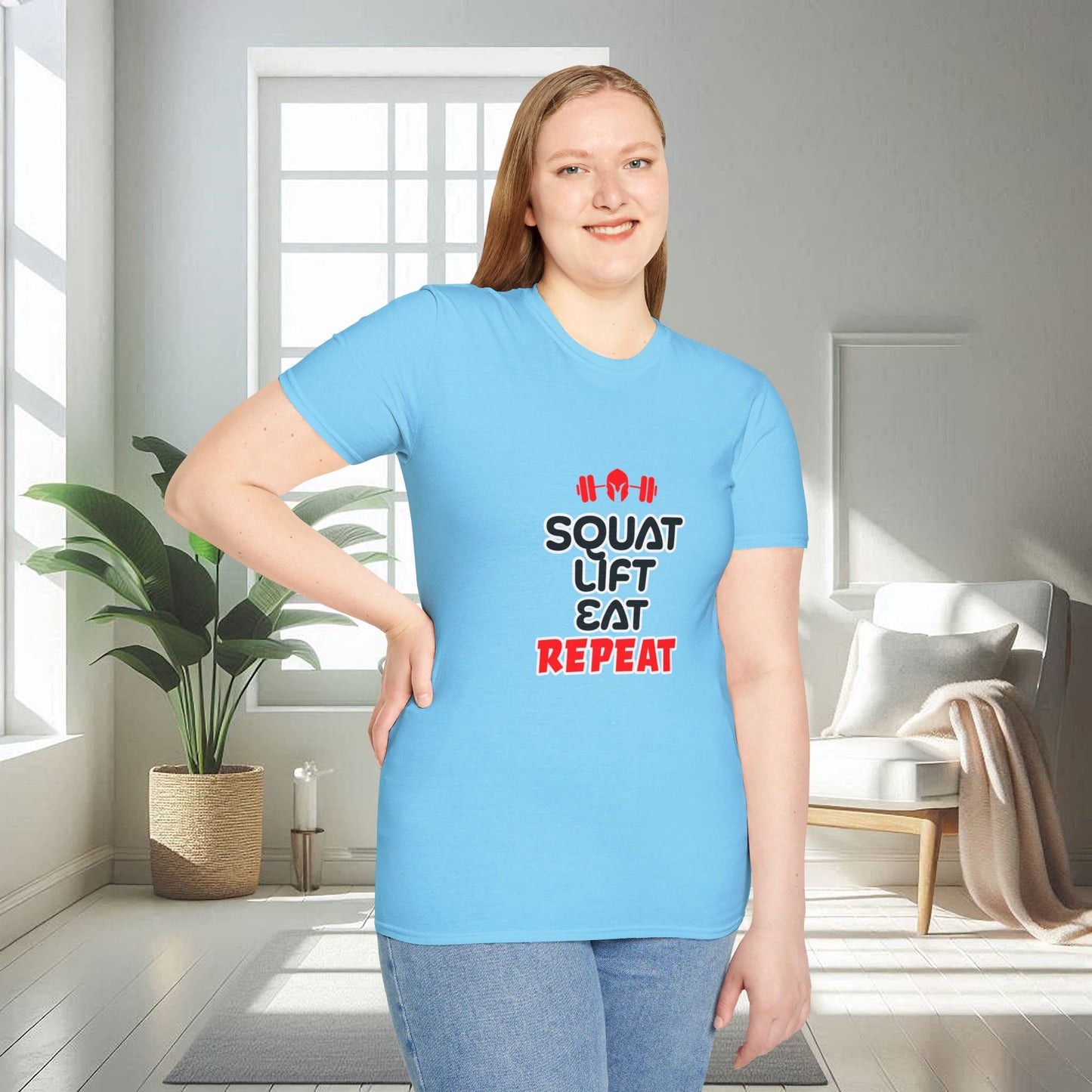 Squat Lift Eat Repeat | T-shirt doux unisexe