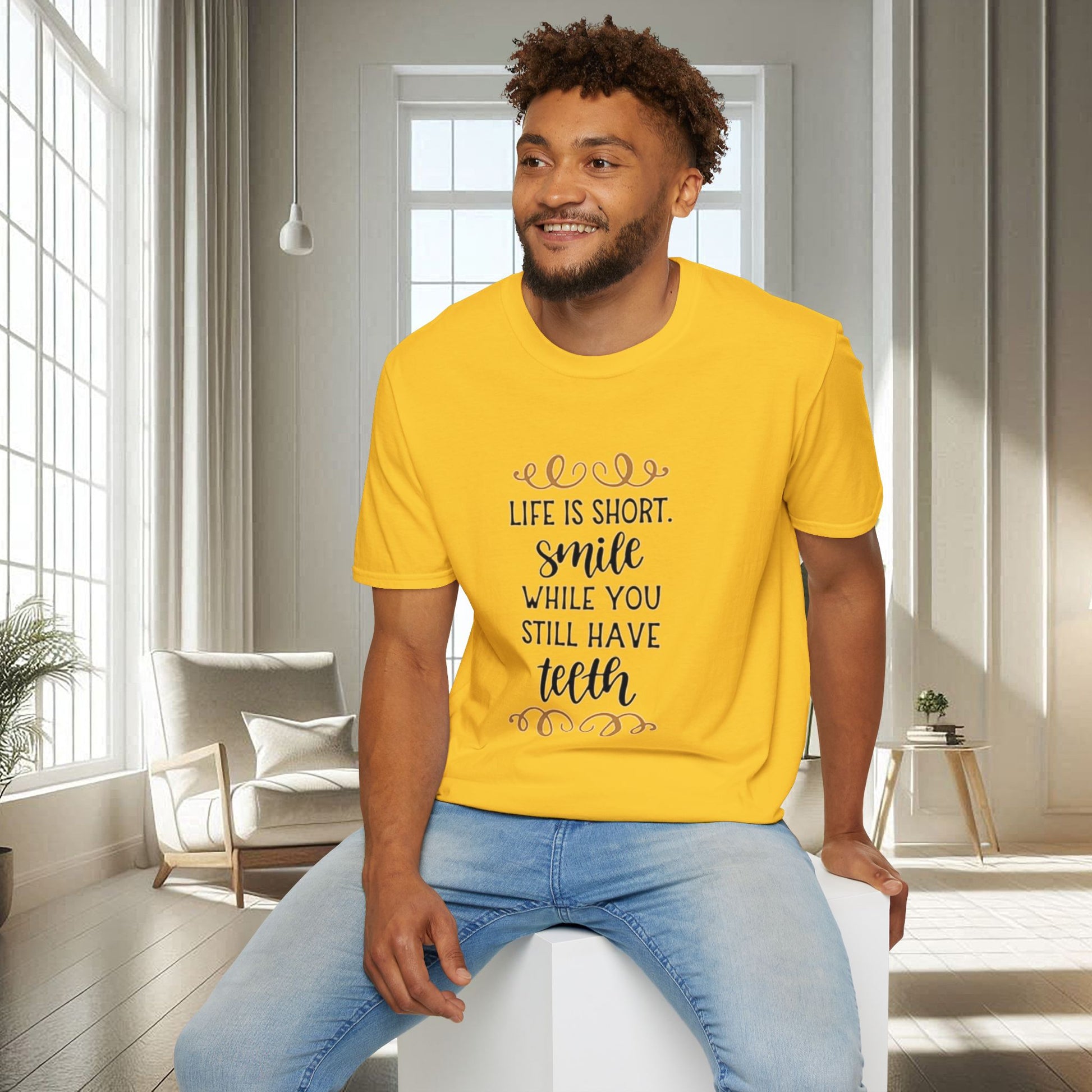 Life is short smile while she you still have teeth | Unisex Soft T-shirt