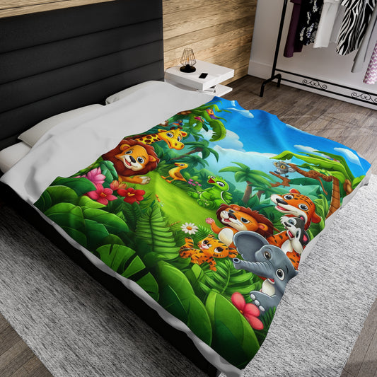 Baby Animals In A Forest | Kid's Velveteen Plush Blanket