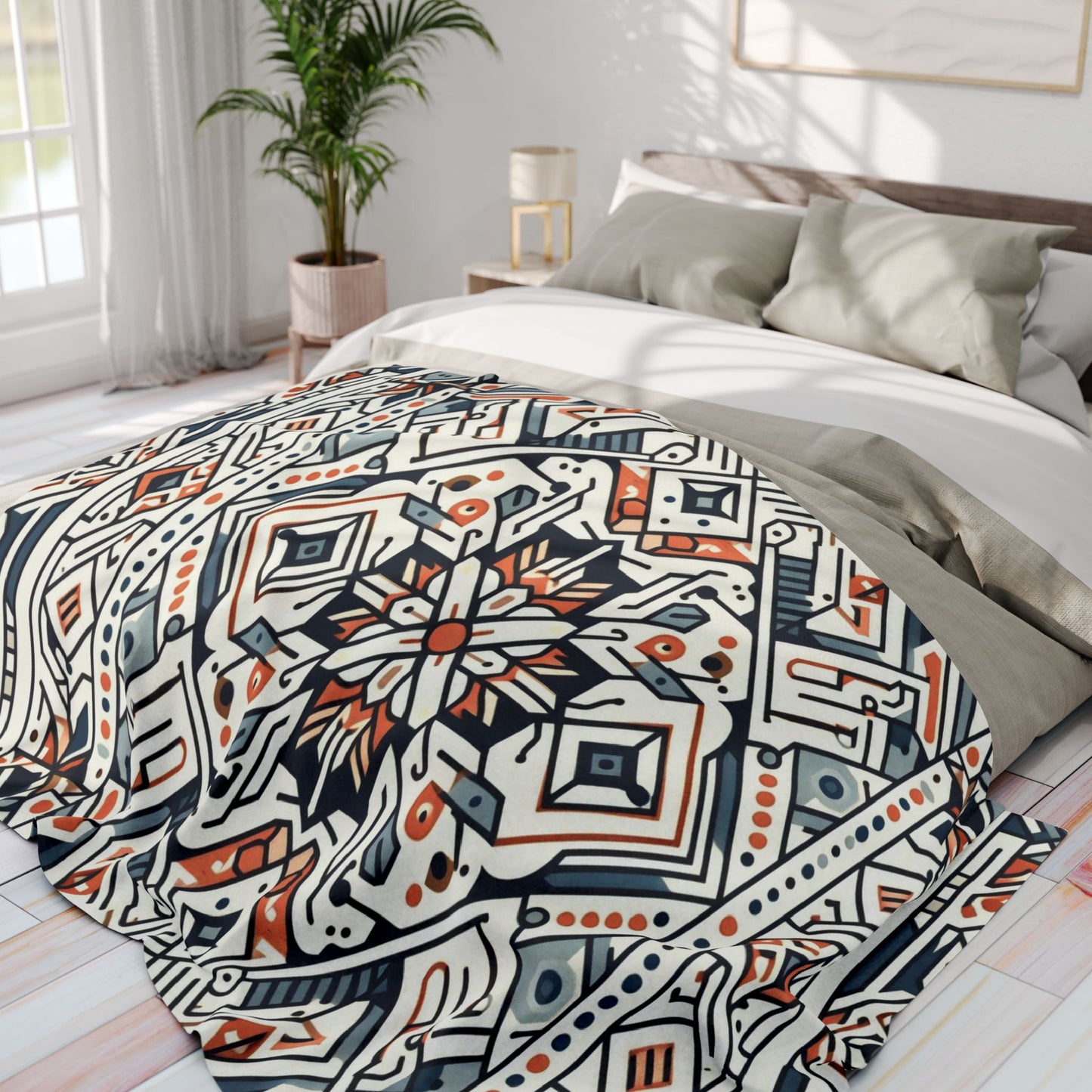 Boho Geometric Pattern | Arctic Fleece Blanket