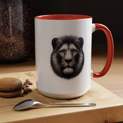 Lion Face with Golden Eyes | Accent Coffee Mug (11, 15oz)