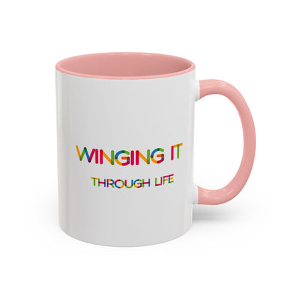 Winging it Through Life | Accent Coffee Mug (11, 15oz)