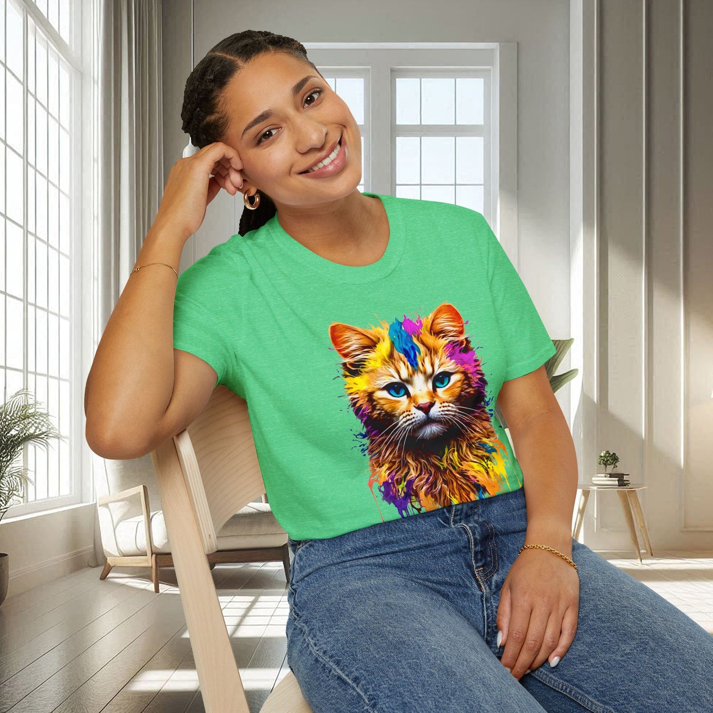 Chat vibrant | T-shirt doux unisexe