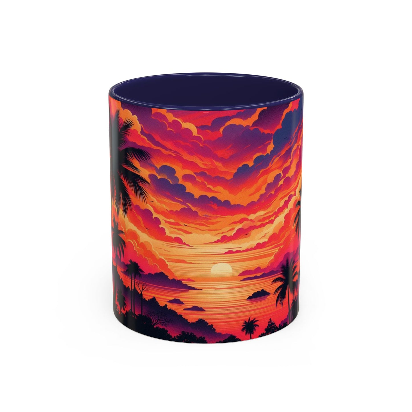 Coucher de soleil vu d'un tableau | Tasse à café Accent (11 oz)