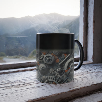 3D Gears, Cogs and Pipes | Color Morphing Mug, 11oz