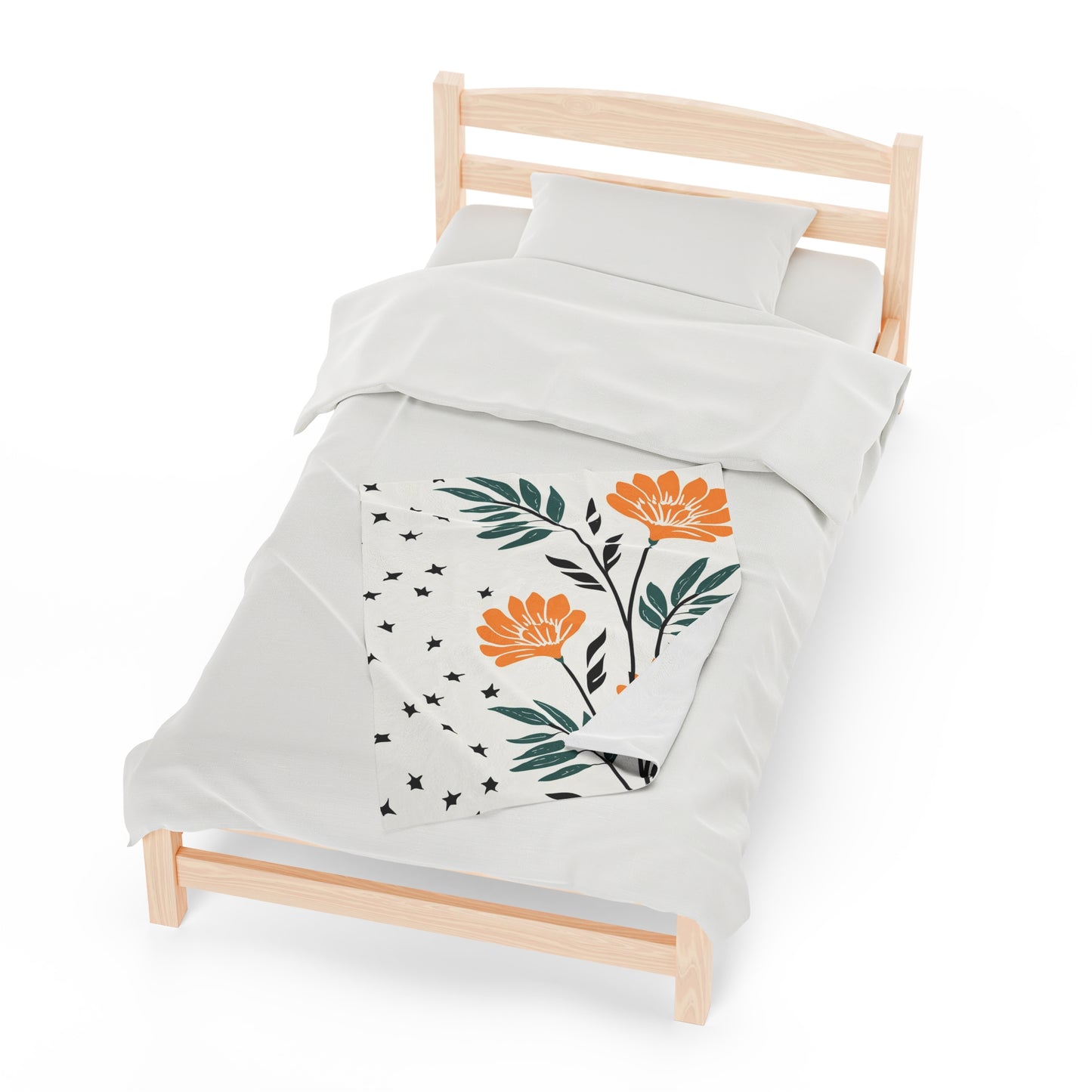 Flower And Fern Design | Velveteen Plush Blanket