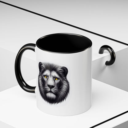 Lion Face with Golden Eyes | Accent Coffee Mug (11, 15oz)