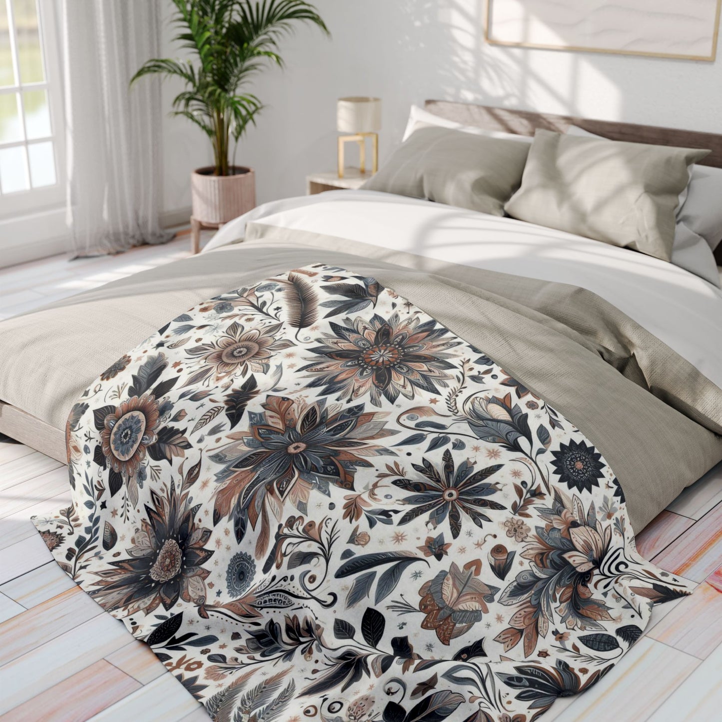 Flower And Leave Pattern | Arctic Fleece Blanket