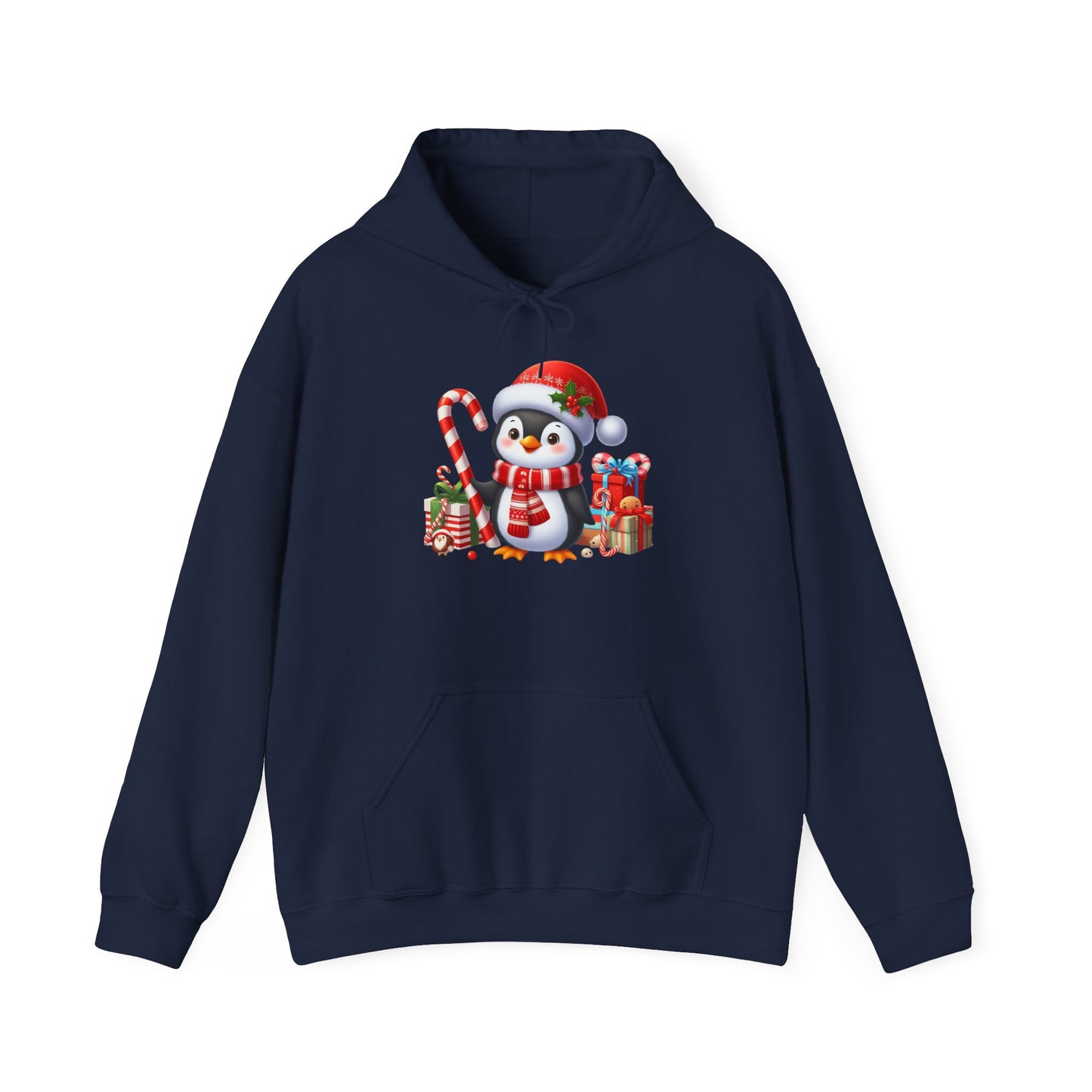 Penguin, Gifts and Candy Cane | Unisex Heavy Blend™ Hooded Sweatshirt